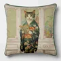 Linge - Bestiaire Aristocratique 56 (Geisha Chatte) — Housse Coussin Velours 45cm x 45cm - LAURE WELFLING - DJEBELI