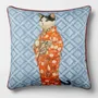 Linge - Bestiaire Aristocratique 58 (Chatte Geisha2) — Housse Coussin Velours 45cm x 45cm - LAURE WELFLING - DJEBELI