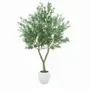 Floral decoration - Artificial olive tree, white plastic pot - LIGNE DÉCO