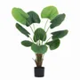 Floral decoration - Artificial palm, 10 leaves, plastic pot - LIGNE DÉCO