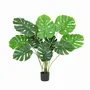 Floral decoration - Artificial monstera, 10 leaves, “real touch”, black plastic pot - LIGNE DÉCO
