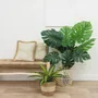 Floral decoration - Artificial monstera, 10 leaves, “real touch”, black plastic pot - LIGNE DÉCO