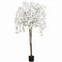 Floral decoration - Artificial cascading apple tree, black plastic pot – White - LIGNE DÉCO