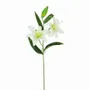 Floral decoration - Artificial lily stem – 2 flowers and 1 bud – White - LIGNE DÉCO