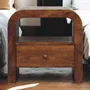 Night tables - Solid Wood Darcy Chestnut Nightstand, 1 Drawer and Open Shelf, Dark Brown - ARTISAN FURNITURE