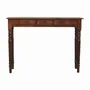 Console table - Solid Wood Turned Legs Chestnut Console, 3 Drawers, Dark Brown - ARTISAN FURNITURE