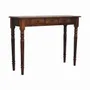 Console table - Solid Wood Turned Legs Chestnut Console, 3 Drawers, Dark Brown - ARTISAN FURNITURE