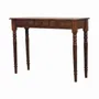 Console table - Solid Wood Turned Legs Chestnut Console, 3 Drawers, Dark Brown - ARTISAN FURNITURE