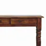 Console table - Solid Wood Turned Legs Chestnut Console, 3 Drawers, Dark Brown - ARTISAN FURNITURE