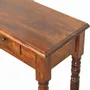 Console table - Solid Wood Turned Legs Chestnut Console, 3 Drawers, Dark Brown - ARTISAN FURNITURE