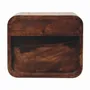 Tables de nuit - Table de Chevet Murale Mini Courbée California Walnut en Bois Massif, 2 Tiroirs, Brun Foncé - ARTISAN FURNITURE