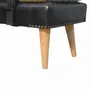Benches - Artisan Furniture Solid Wood Bouclé Upholstered Buffalo Hide Black Leather Bench, Multicolored - ARTISAN FURNITURE