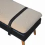 Benches - Artisan Furniture Solid Wood Bouclé Upholstered Buffalo Hide Black Leather Bench, Multicolored - ARTISAN FURNITURE