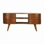 TV stands - Artisan Furniture Solid Wood Chestnut Wave Entertainment Unit, 4 Drawers and 2 Open Shelves, Dark Brown - ARTISAN FURNITURE