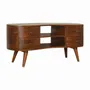 TV stands - Artisan Furniture Solid Wood Chestnut Wave Entertainment Unit, 4 Drawers and 2 Open Shelves, Dark Brown - ARTISAN FURNITURE