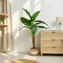 Floral decoration - Artificial banana tree, 9 leaves, black plastic pot - LIGNE DÉCO