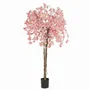 Décorations florales - Pommier artificiel retombant 1398 fleurs en pot plastique noir – Rose - LIGNE DÉCO