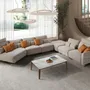 Sofas - Right-hand modular chaise longue sofa in sand fabric - ANGEL CERDÁ