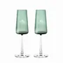 Verres - Vida Verres à champagne colorés Prosecco Malachit avec gravure - 2 pièces 240 ml - PEKALLA CRISTAL GLASS