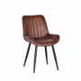 Chaises - Chaise en cuir marron et pieds métal - GINER Y COLOMER