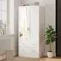 Wardrobe - HOMCOM Wardrobe with mirror, 2 doors, 2 drawers - AOSOM BUSINESS