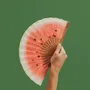 Prêt-à-porter - Éventail à main SUMMER FRUITS - 19 cm - Rouge, blanc et vert - A FAN OF