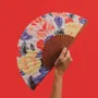 Design objects - Hand Fan FRESH ROSES  - 23cm - Red, blue, yellow, green - A FAN OF