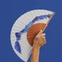 Apparel - Hand Fan COLD CREST - 23cm - Blue and White - A FAN OF