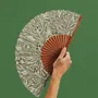 Apparel - Hand Fan MEDITERRANEAN - 23cm - Green and White - A FAN OF