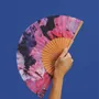 Apparel - Hand Fan TERRA - 23cm - Black and Pink - A FAN OF