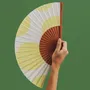 Design objects - Hand Fan FLUO DOTS - 23cm - White and yellow - A FAN OF