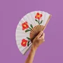 Apparel - Hand Fan  WILD POPPIES - 19 cm - Red, Green and White - A FAN OF
