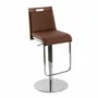 Chairs - Brown and walnut leatherette swivel stool - ANGEL CERDÁ