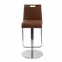 Chairs - Brown and walnut leatherette swivel stool - ANGEL CERDÁ