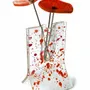 Vases - Small transparent 8x13 cm red-orange spotty vase with 3 small flowers - CARNEOL GLASS