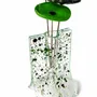 Vases - Small transparent 8x13 cm green-white-black spotty vase with 3 small flowers - CARNEOL GLASS