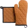 Potholders - Set of Recycled Oven Mitt/Pot Holder Grace Caramel 15 X 32 - MAISON VIVARAISE - SDE VIVARAISE WINKLER