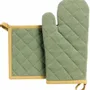 Potholders - Set of Recycled Oven Mitt/Pot Holder Grace Matcha 15 X 32 - MAISON VIVARAISE - SDE VIVARAISE WINKLER