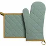 Maniques - Lot gant de cuisine et manique recyclé Grace Aqua 18 x 32 - MAISON VIVARAISE - SDE VIVARAISE WINKLER