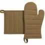 Potholders - Recycled oven glove and pot holder set Jona Tabac 15 X 30 - MAISON VIVARAISE - SDE VIVARAISE WINKLER