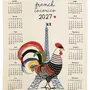 Torchons - Torchon Calendrier recyclé French Cocorico 2027 Ecru 50 x 70 - MAISON VIVARAISE - SDE VIVARAISE WINKLER