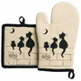 Potholders - Set/2  Glove+Potholder Dubout 3 Chats Beige 18 X 28 - MAISON VIVARAISE - SDE VIVARAISE WINKLER