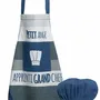 Aprons - Set of Little Angel Kitchen Apron and Toque Indigo 52 X 63 - MAISON VIVARAISE - SDE VIVARAISE WINKLER