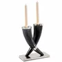 Candlesticks and candle holders - Dark Horn Silver Candleholder - LADORADA