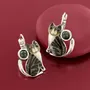 Bijoux - DORMEUSES TABBY COULEUR ARGENT NOIR - TARATATA BIJOUX