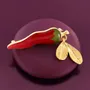 Bijoux - BROCHE PAPRIKA COULEUR DORE ROUGE - TARATATA BIJOUX
