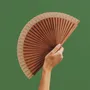 Apparel - Hand Fan PEAR WOOD BEIGE - 21 cm - Solid Beige - A FAN OF