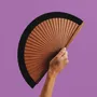 Apparel - Hand Fan PEAR WOOD BLACK - 21 cm - Solid Black - A FAN OF