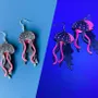Bijoux - Neon Jellyfish Earrings – Colorful Wood and Sterling Silver - PINTONIK