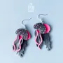 Bijoux - Neon Jellyfish Earrings – Colorful Wood and Sterling Silver - PINTONIK